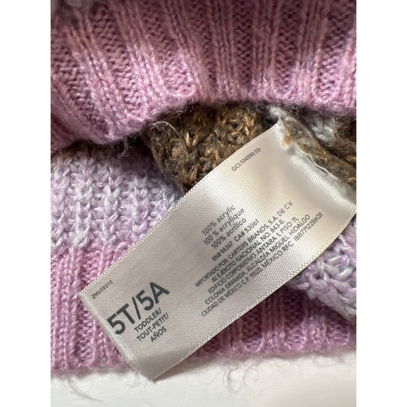 OshKosh B’gosh Brown Lavender Cable Knit Sweater Sz 5T Toddler Girl - Picture 5 of 6